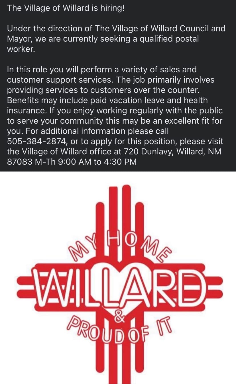 Public Notice Willard Job Opportunity