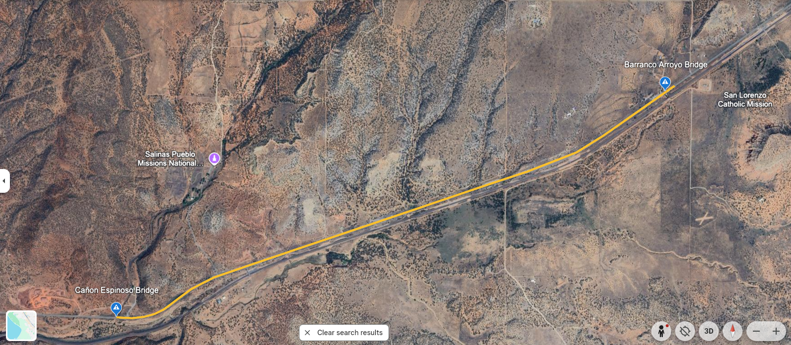US-60 Bridge Project Approximate Area - Todd Brogowski/Mountainair Dispatch - Data via Google Earth