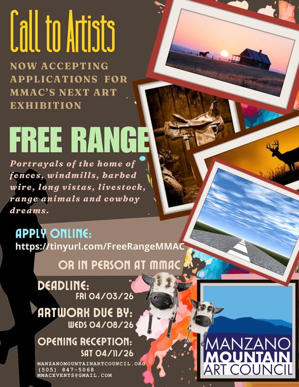 Call to Artists: "Free Range" Exhibition at Manzano Mountain Art Council